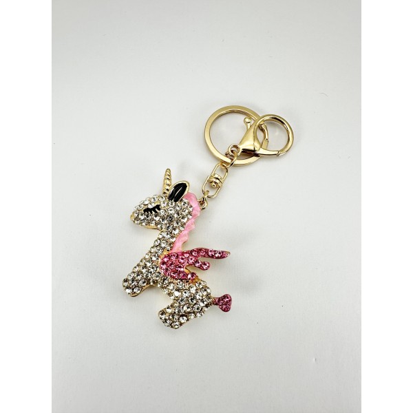 Unicorn Taşlı Pembe Anahtarlık 